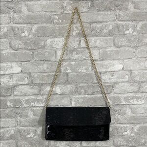 Tiffany & Fred Black Clutch with Gold Chain